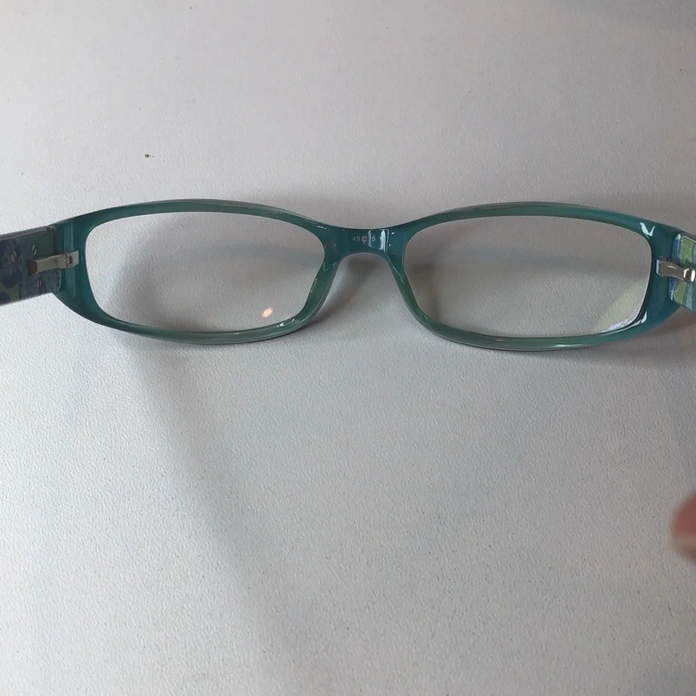 Vera Bradley Black Eyeglass frames Blue Lime accent colors plus eyeglasses case